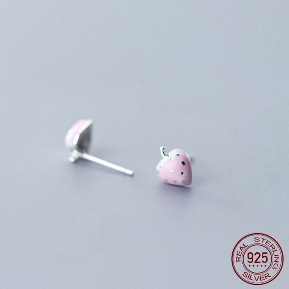 Pink Strawberry Earrings - Picture 6 of 8
